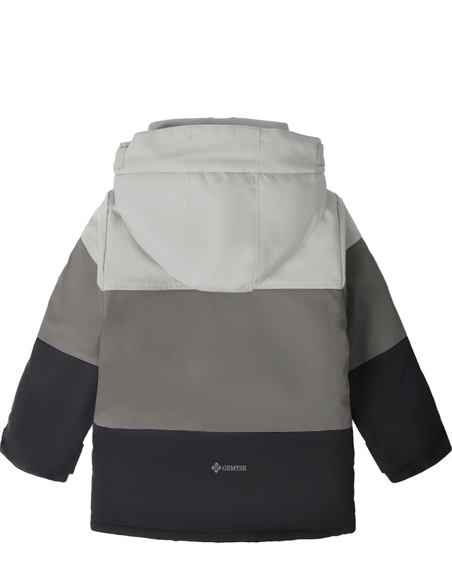 GEMYSE Boys Winter Coat Waterproof Windproof Boys Ski Jacket with Hood Kids Insulated Quilted Outerwear