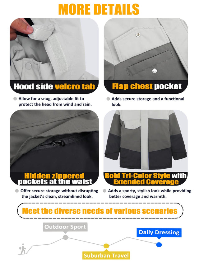 GEMYSE Boys Winter Coat Waterproof Windproof Boys Ski Jacket with Hood Kids Insulated Quilted Outerwear