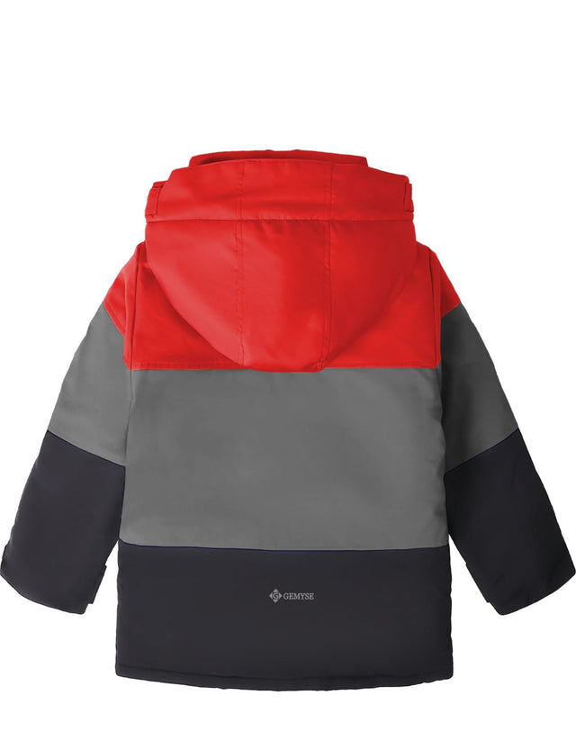 GEMYSE Boys Winter Coat Waterproof Windproof Boys Ski Jacket with Hood Kids Insulated Quilted Outerwear