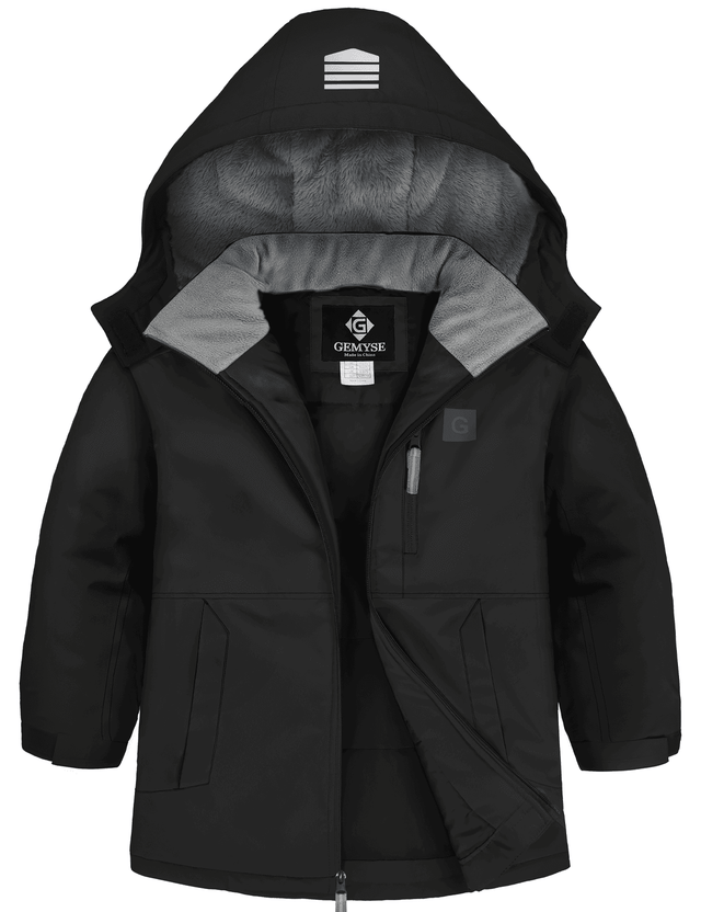 GEMYSE Kids Winter Jacket Waterproof Boys Girls Ski Jacket with Hood Windproof Warm Fall and Winter Outerwear