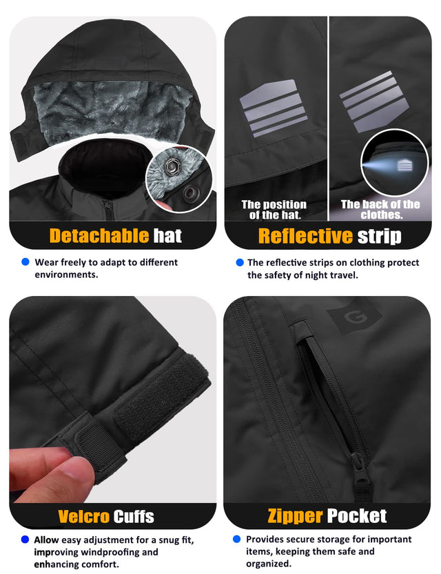 GEMYSE Kids Winter Jacket Waterproof Boys Girls Ski Jacket with Hood Windproof Warm Fall and Winter Outerwear