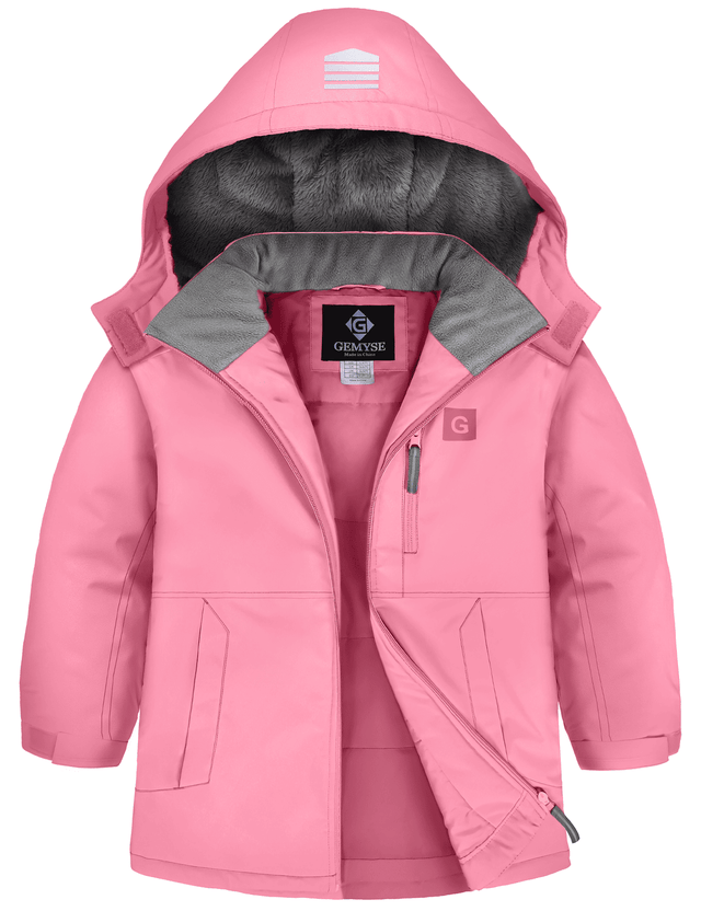 GEMYSE Kids Winter Jacket Waterproof Boys Girls Ski Jacket with Hood Windproof Warm Fall and Winter Outerwear
