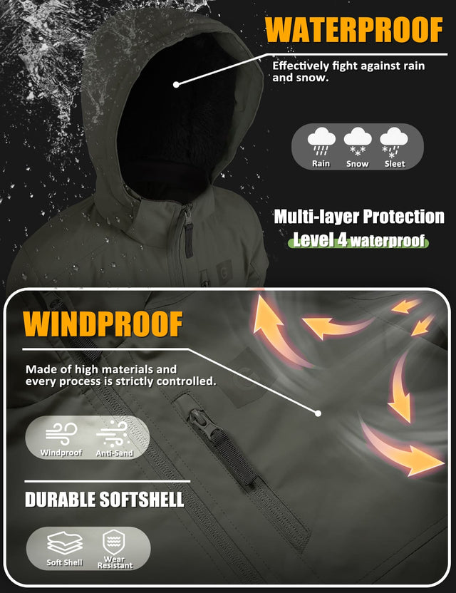 GEMYSE Kids Winter Jacket Waterproof Boys Girls Ski Jacket with Hood Windproof Warm Fall and Winter Outerwear