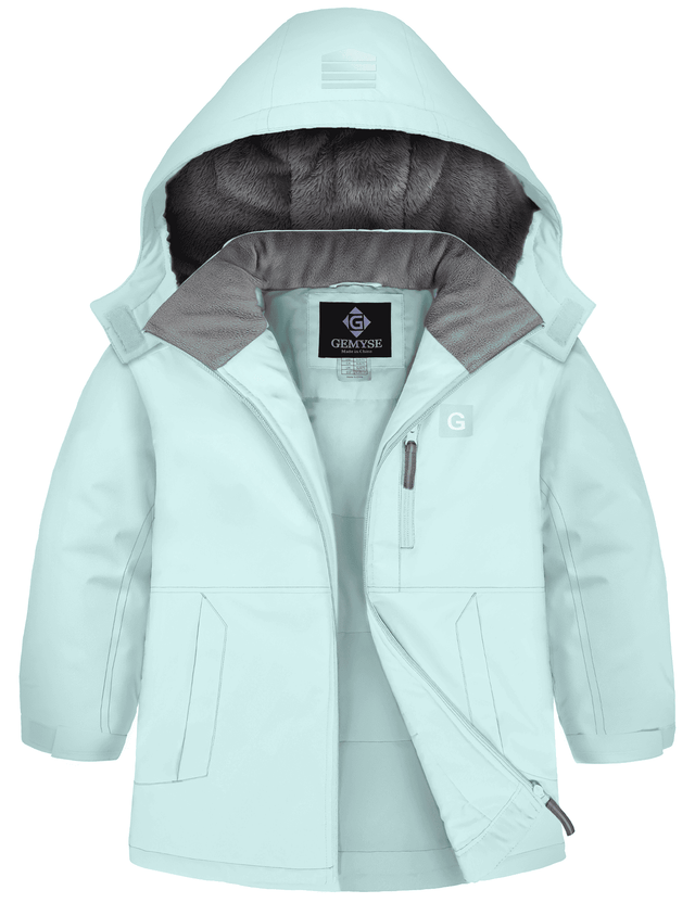 GEMYSE Kids Winter Jacket Waterproof Boys Girls Ski Jacket with Hood Windproof Warm Fall and Winter Outerwear