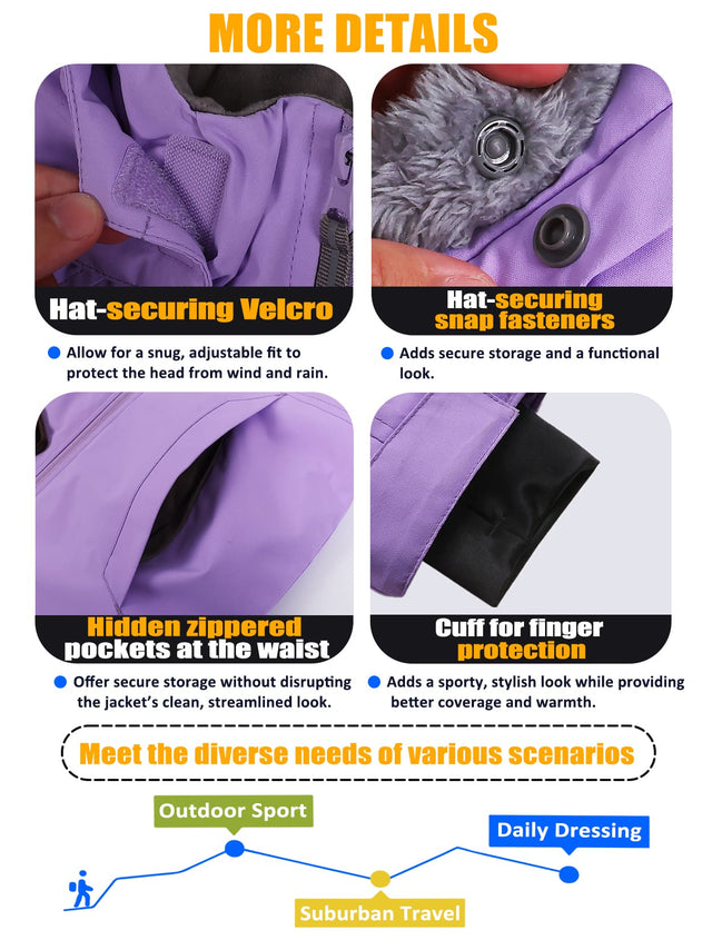 GEMYSE Kids Winter Jacket Waterproof Boys Girls Ski Jacket with Hood Windproof Warm Fall and Winter Outerwear