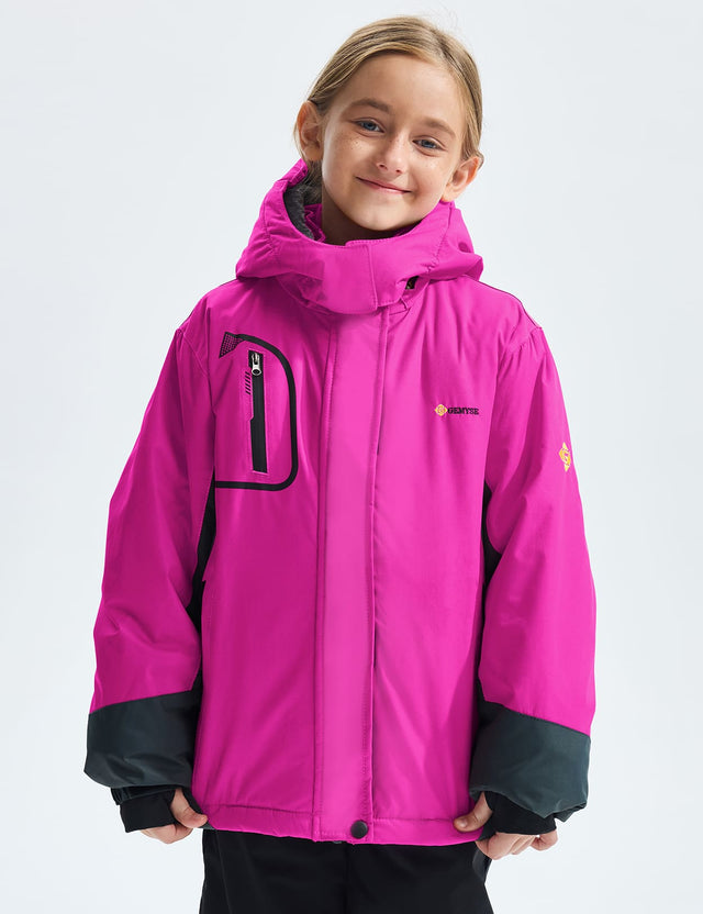 GEMYSE Girl's Waterproof Ski Snow Jacket Windproof Winter Jacket with Hood