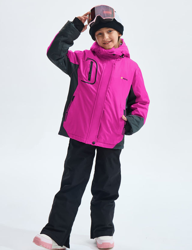 GEMYSE Girl's Waterproof Ski Snow Jacket Windproof Winter Jacket with Hood