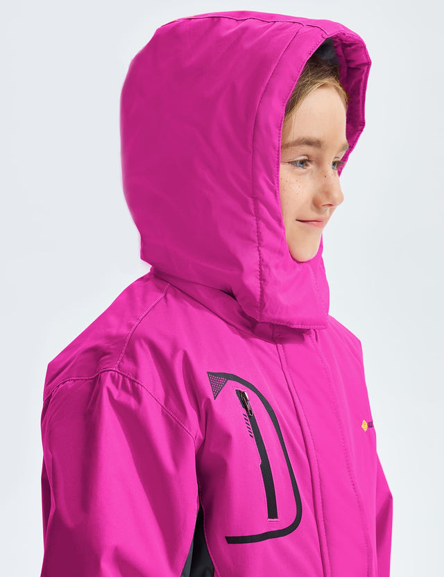 GEMYSE Girl's Waterproof Ski Snow Jacket Windproof Winter Jacket with Hood