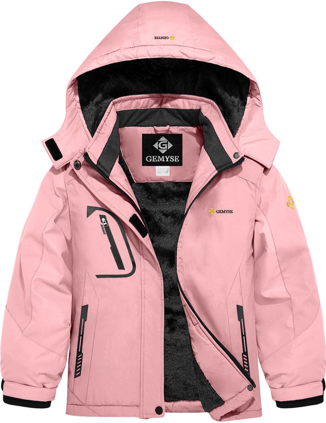GEMYSE Girl's Waterproof Ski Snow Jacket Windproof Winter Jacket with Hood