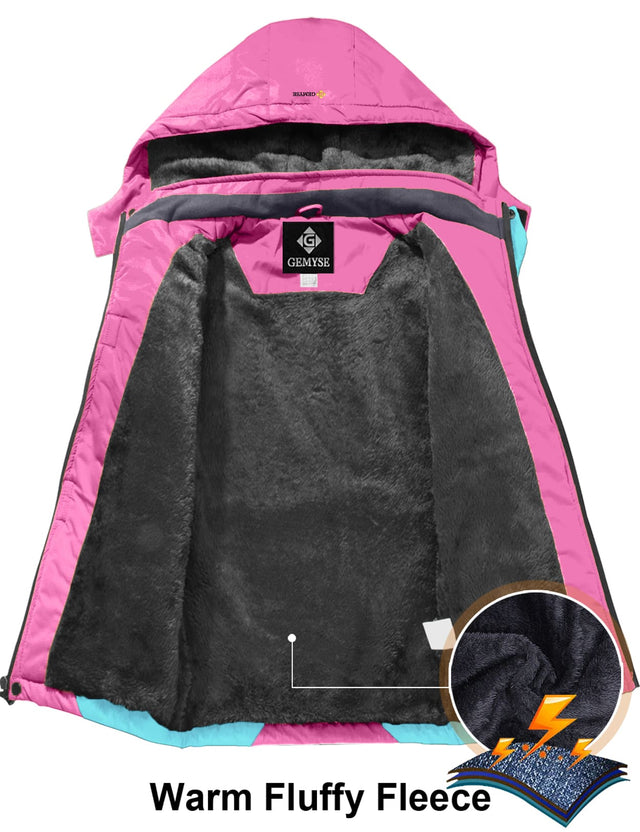GEMYSE Girl's Waterproof Ski Snow Jacket Windproof Winter Jacket with Hood