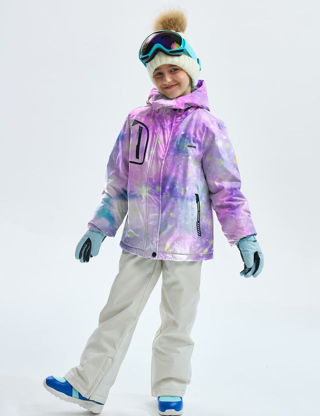 GEMYSE Girl's Waterproof Ski Snow Jacket Windproof Winter Jacket with Hood