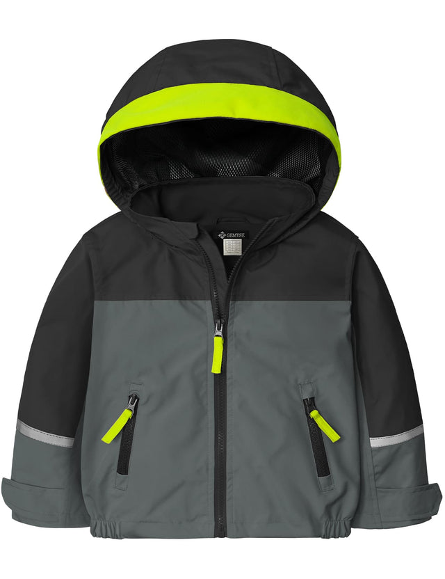 GEMYSE Toddler Rain Jacket Waterproof Hooded Lightweight Toddler Boys Kids Rain Coat Baby Jacket Outwear