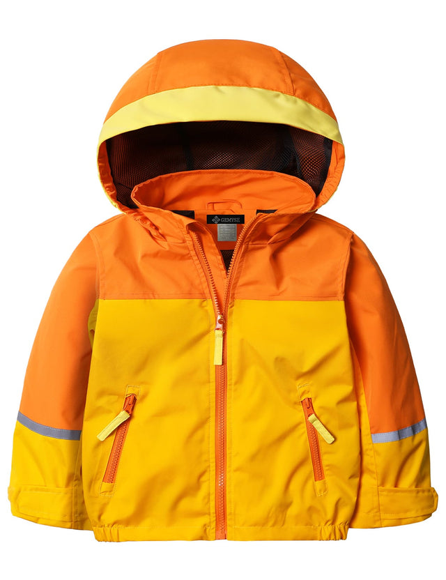GEMYSE Toddler Rain Jacket Waterproof Hooded Lightweight Toddler Boys Kids Rain Coat Baby Jacket Outwear