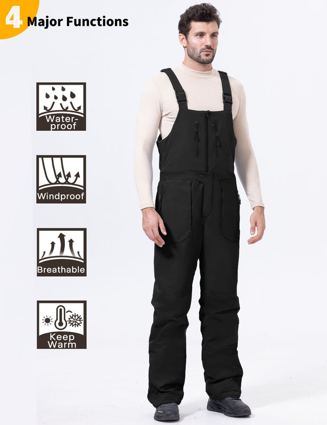 GEMYSE Men's Insulated Skiing Bibs Waterproof Snow Pants Winter Snowboarding Overalls