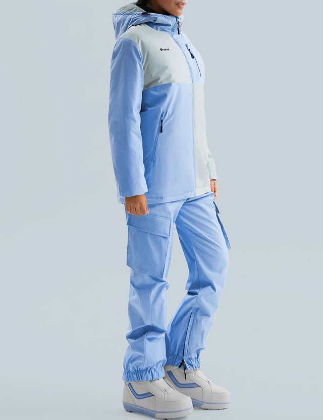 GEMYSE Women's Ski Snow Jackets and Pants Set Windproof Waterproof Snowsuit Warm Winter Snowboarding Insulated Coat