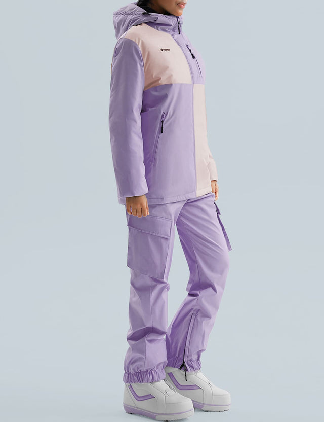 GEMYSE Women's Ski Snow Jackets and Pants Set Windproof Waterproof Snowsuit Warm Winter Snowboarding Insulated Coat