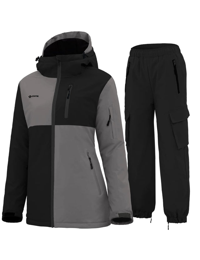 GEMYSE Women's Ski Snow Jackets and Pants Set Windproof Waterproof Snowsuit Warm Winter Snowboarding Insulated Coat