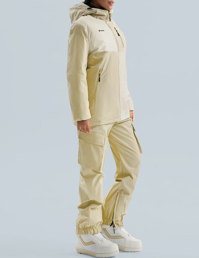 GEMYSE Women's Ski Snow Jackets and Pants Set Windproof Waterproof Snowsuit Warm Winter Snowboarding Insulated Coat