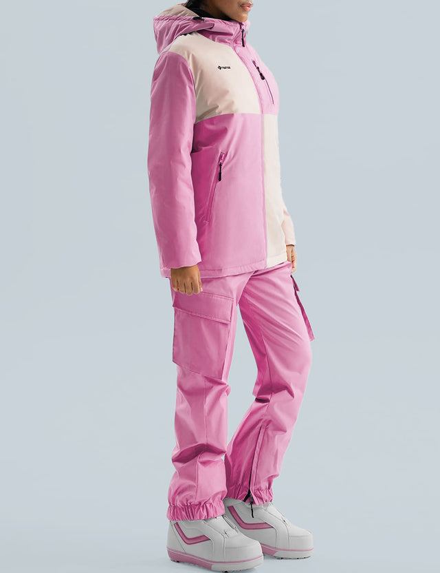 GEMYSE Women's Ski Snow Jackets and Pants Set Windproof Waterproof Snowsuit Warm Winter Snowboarding Insulated Coat