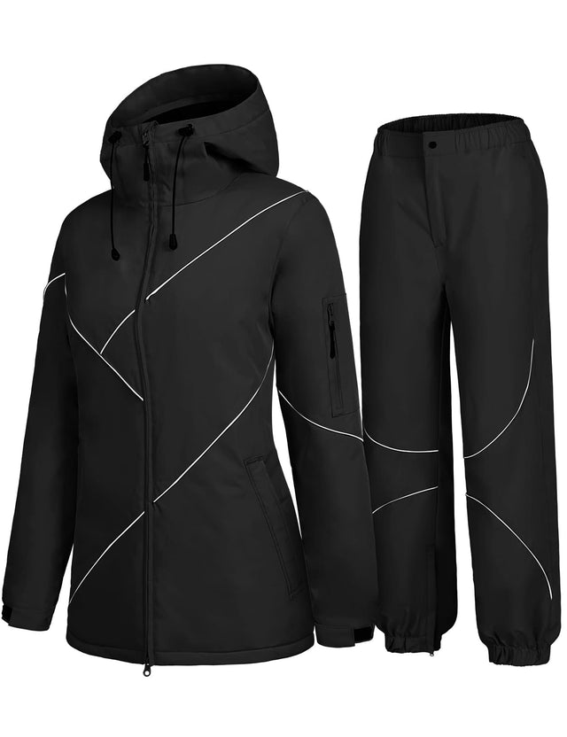 GEMYSE Women's Ski Snowsuit Waterproof Windproof Insulated Jacket and Pants Set