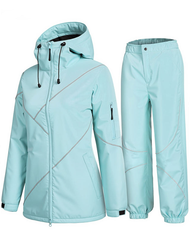GEMYSE Women's Ski Snowsuit Waterproof Windproof Insulated Jacket and Pants Set
