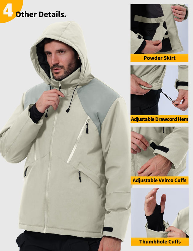 GEMYSE Men's Winter Ski Jacket Snow Coats Waterproof Snowboard Jacket Hooded insulated Windproof Parka With Multi-Pockets