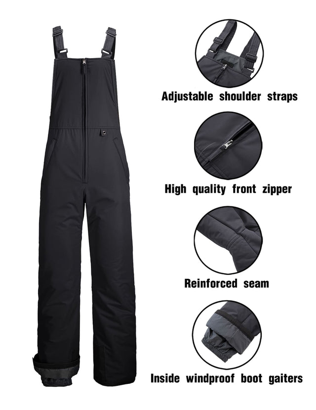 GEMYSE Men's Insulated Waterproof Ski Bib Overalls Winter Snowboarding Pants