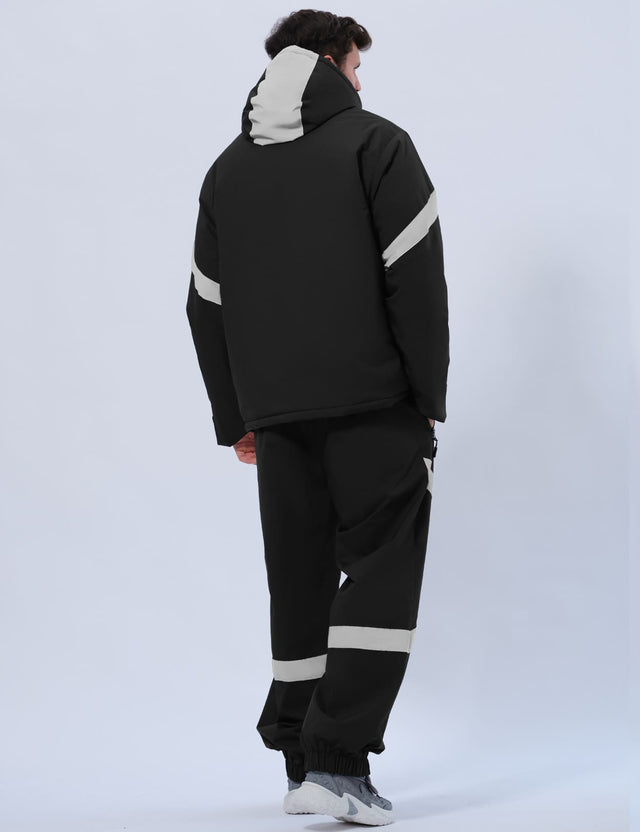 GEMYSE Men's Ski Suit Waterproof Snow Suit Winter snowboard Jacket and Pants Set Hooded ski outfits with Reflective Trim