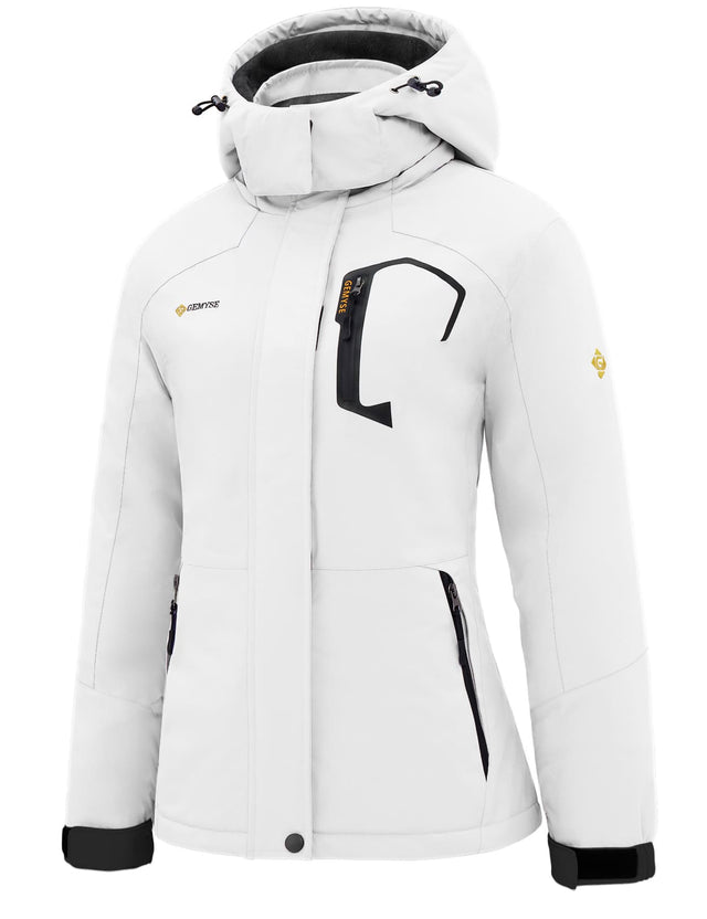 GEMYSE Women's Ski Snow Jacket Warm Winter Waterproof Coat Snowboard Rain Jacket Hooded Windproof Windbreaker