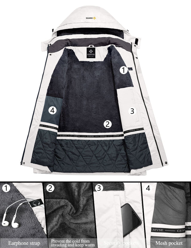 GEMYSE Women's Ski Snow Jacket Warm Winter Waterproof Coat Snowboard Rain Jacket Hooded Windproof Windbreaker