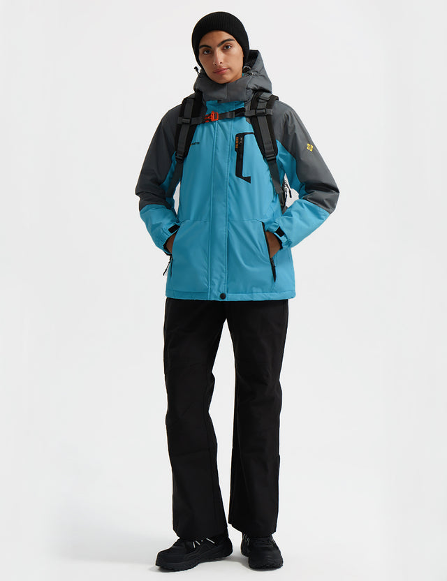 GEMYSE Women's Ski Snow Jacket Warm Winter Waterproof Coat Snowboard Rain Jacket Hooded Windproof Windbreaker