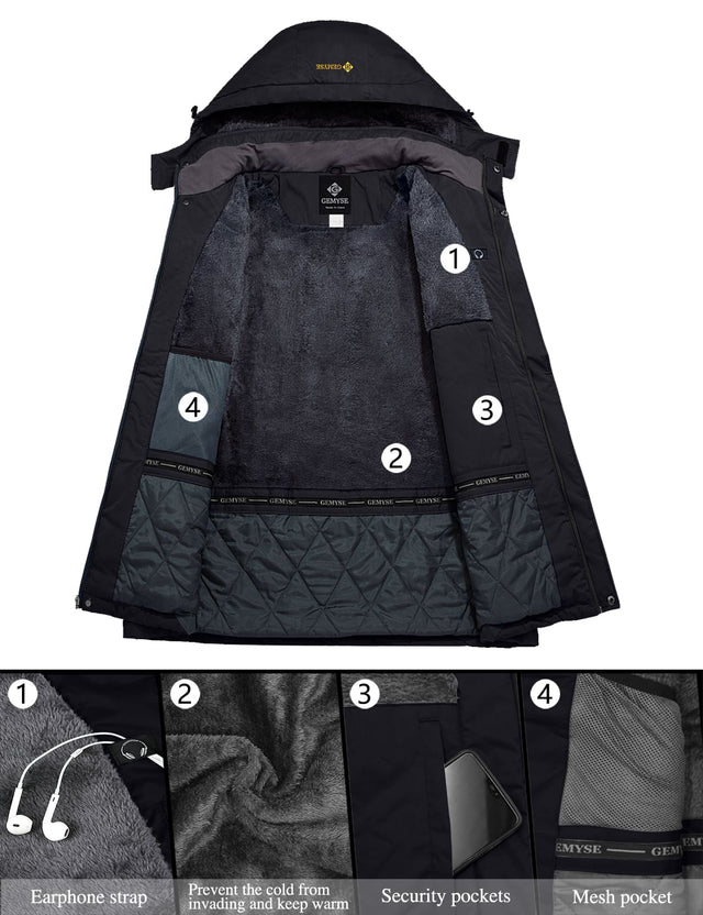 GEMYSE Women's Ski Snow Jacket Warm Winter Waterproof Coat Snowboard Rain Jacket Hooded Windproof Windbreaker