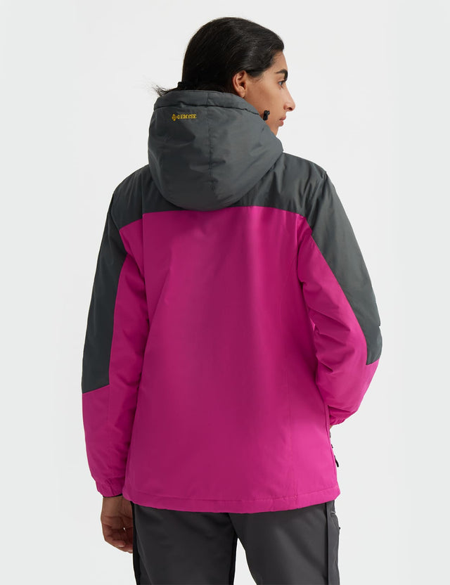 GEMYSE Women's Ski Snow Jacket Warm Winter Waterproof Coat Snowboard Rain Jacket Hooded Windproof Windbreaker