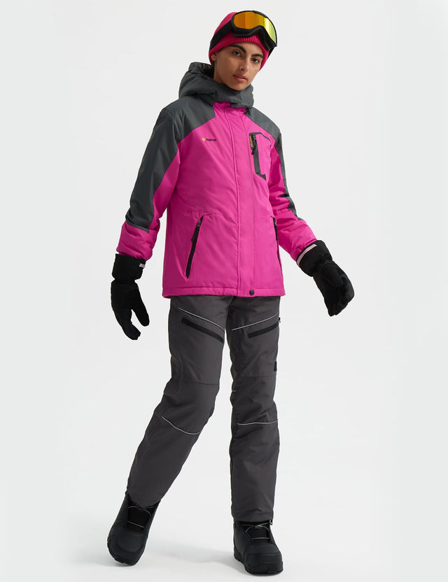 GEMYSE Women's Ski Snow Jacket Warm Winter Waterproof Coat Snowboard Rain Jacket Hooded Windproof Windbreaker