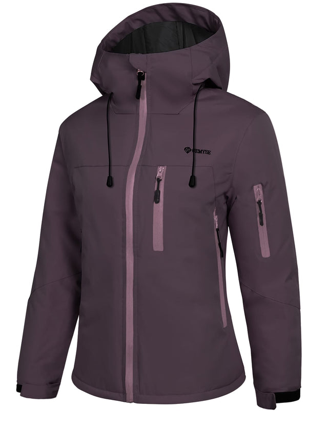GEMYSE Women's Ski Jacket Warm Winter Snow Coat Waterproof Mountain Windbreaker Jacket for Snowboarding Hiking