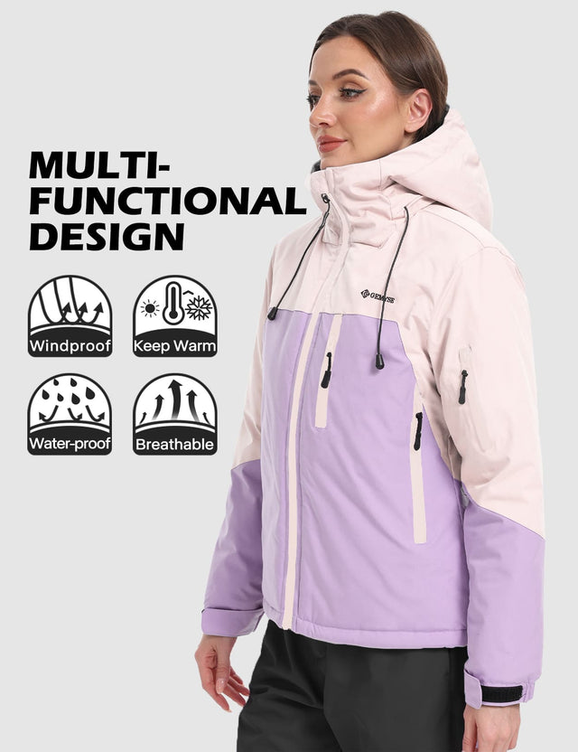 GEMYSE Women's Ski Jacket Warm Winter Snow Coat Waterproof Mountain Windbreaker Jacket for Snowboarding Hiking