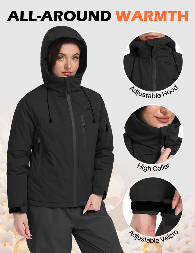 GEMYSE Women's Ski Jacket Warm Winter Snow Coat Waterproof Mountain Windbreaker Jacket for Snowboarding Hiking