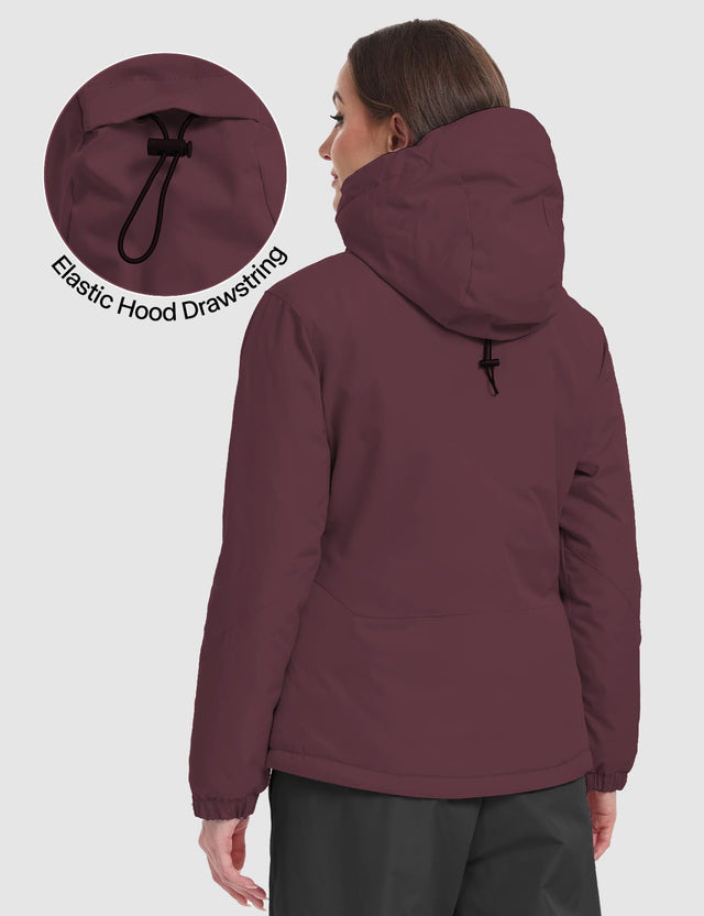 GEMYSE Women's Ski Jacket Warm Winter Snow Coat Waterproof Mountain Windbreaker Jacket for Snowboarding Hiking