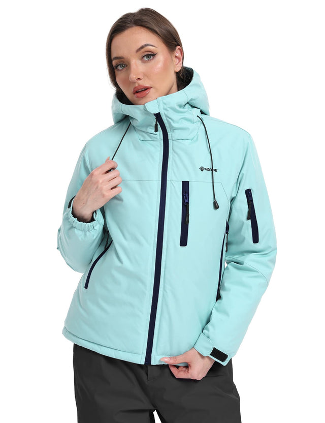 GEMYSE Women's Ski Jacket Warm Winter Snow Coat Waterproof Mountain Windbreaker Jacket for Snowboarding Hiking
