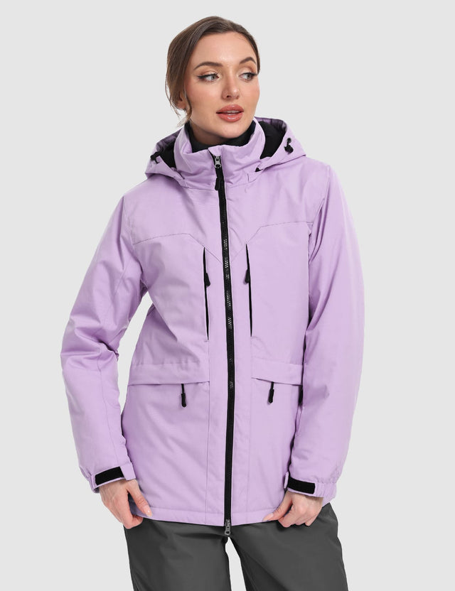 GEMYSE Women's Ski Jacket Waterproof Winter Snow Coat Warm Hooded Windbreaker Snowboarding Windproof Rain Jacket
