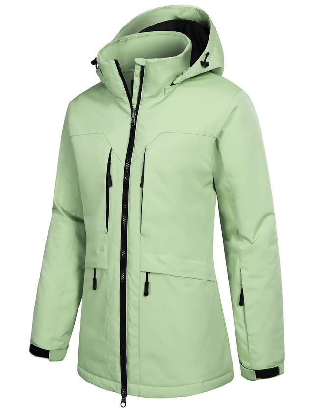 GEMYSE Women's Ski Jacket Waterproof Winter Snow Coat Warm Hooded Windbreaker Snowboarding Windproof Rain Jacket