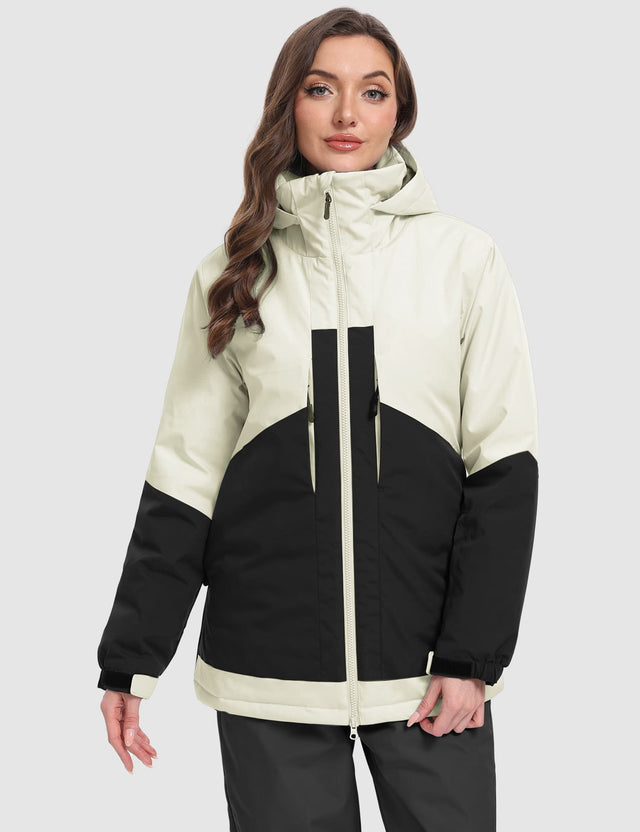 GEMYSE Women's Ski Jacket Waterproof Snow Jacket Windproof Warm Winter Coat Hooded Snowboarding Windbreaker