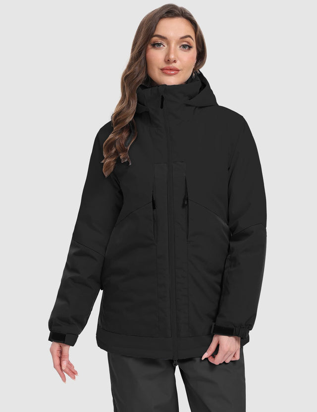 GEMYSE Women's Ski Jacket Waterproof Snow Jacket Windproof Warm Winter Coat Hooded Snowboarding Windbreaker
