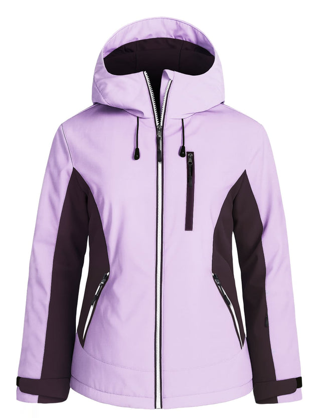 GEMYSE Women's Waterproof Winter Jacket Ski Snow Jacket Windproof Warm Rain Coat Insulated Sonwboard Hooded Jacket