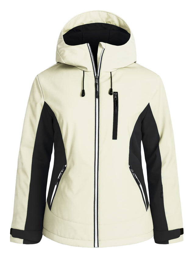 GEMYSE Women's Waterproof Winter Jacket Ski Snow Jacket Windproof Warm Rain Coat Insulated Sonwboard Hooded Jacket