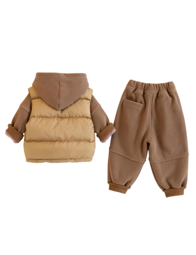 GEMYSE Toddler Clothes Sets 3-Piece : Faux-Fur Vest + Jackets + Pants Outfit for Baby Boys Girls, Fall Winter Baby Clothing Set