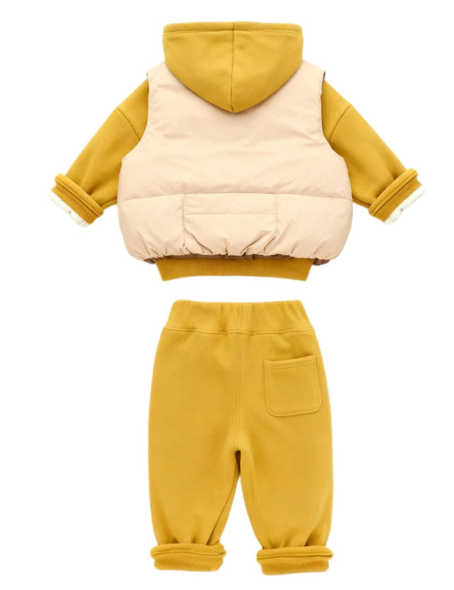 GEMYSE Toddler Clothes Sets 3-Piece : Faux-Fur Vest + Jackets + Pants Outfit for Baby Boys Girls, Fall Winter Baby Clothing Set