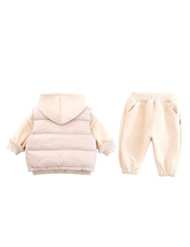 GEMYSE Toddler Clothes Sets 3-Piece : Faux-Fur Vest + Jackets + Pants Outfit for Baby Boys Girls, Fall Winter Baby Clothing Set