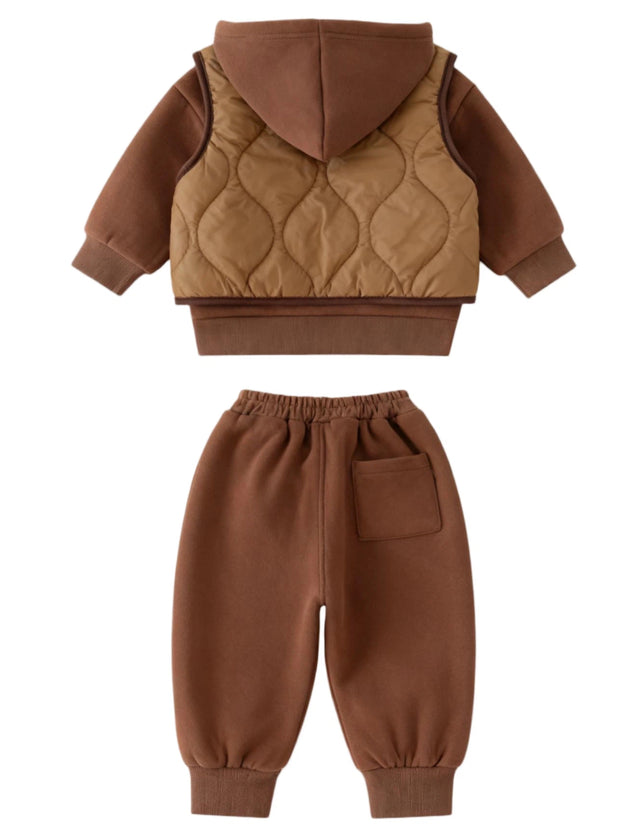 GEMYSE Toddler Clothes Sets 3-Piece : Faux-Fur Vest + Jackets + Pants Outfit for Baby Boys Girls, Fall Winter Baby Clothing Set