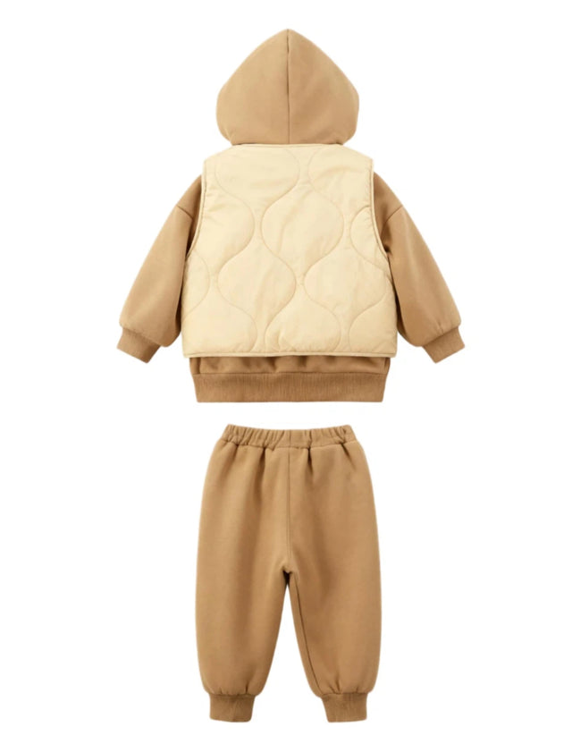 GEMYSE Toddler Clothes Sets 3-Piece : Faux-Fur Vest + Jackets + Pants Outfit for Baby Boys Girls, Fall Winter Baby Clothing Set